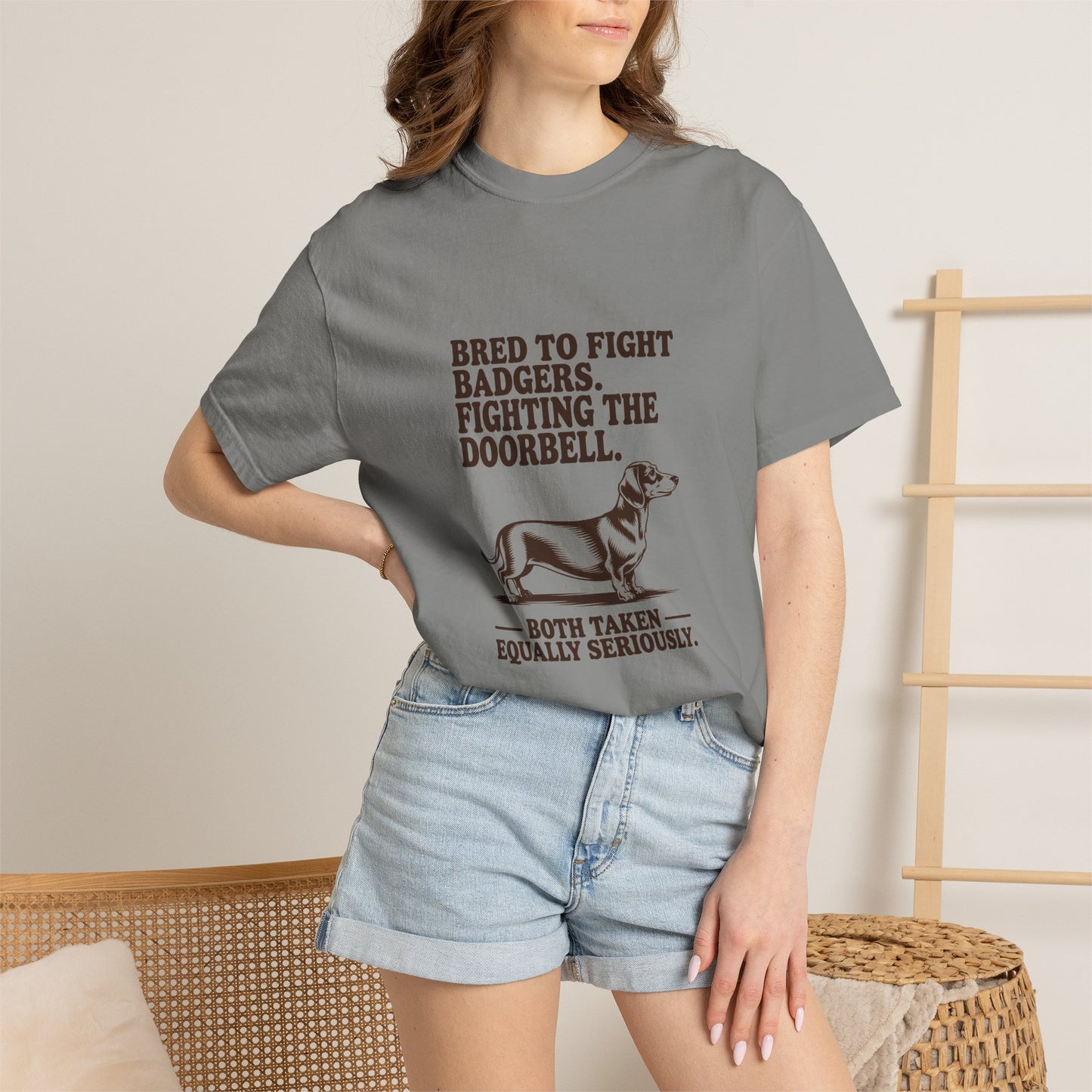 Dachshund — Bred to fight badgers. Fighting the doorbell