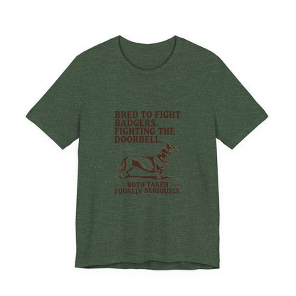 Dachshund — Bred to fight badgers. Fighting the doorbell