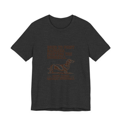 Dachshund — Bred to fight badgers. Fighting the doorbell