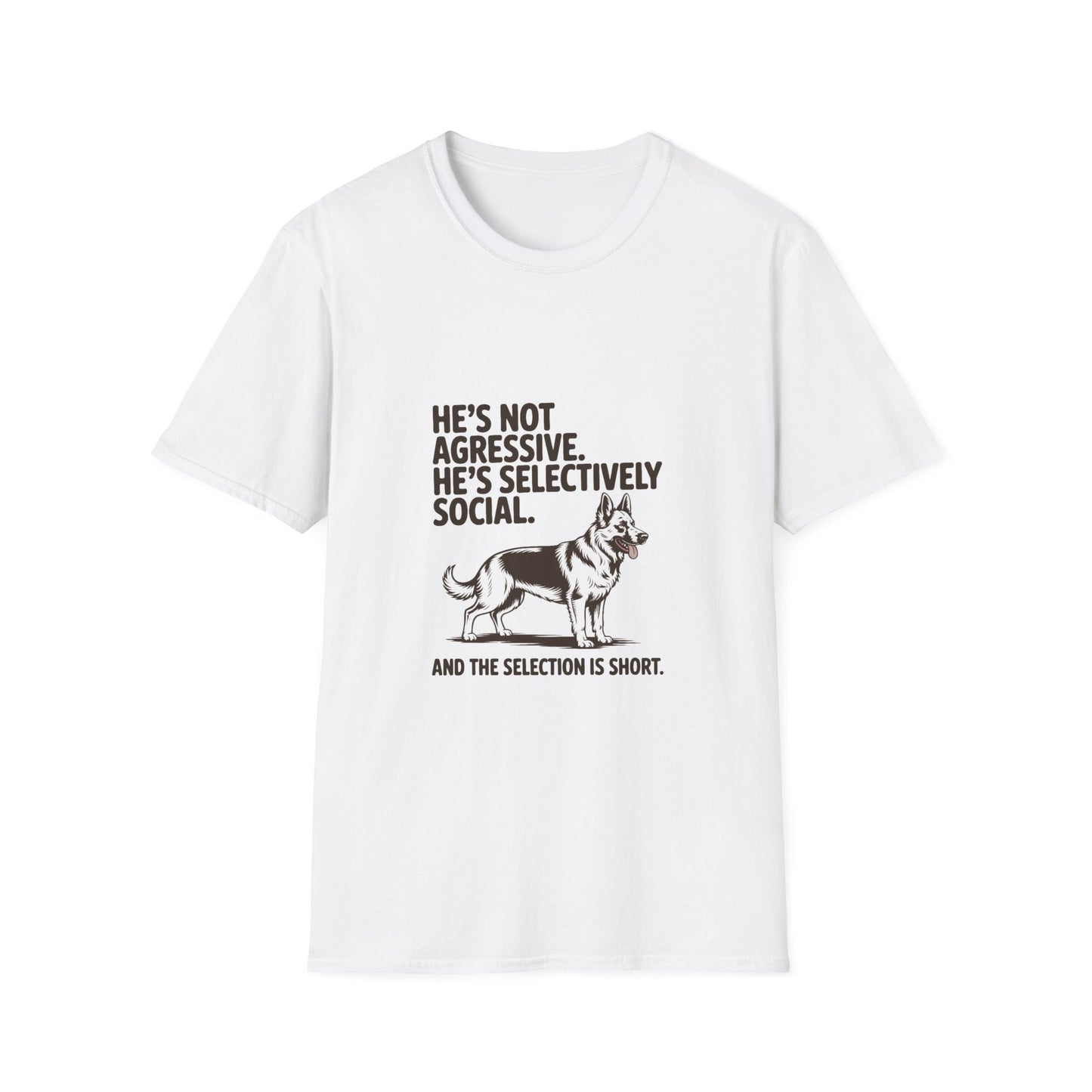 German Shepherd — He's not aggressive. He's selectively social