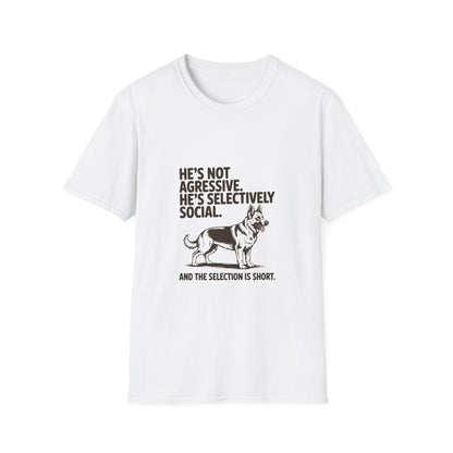 German Shepherd — He's not aggressive. He's selectively social