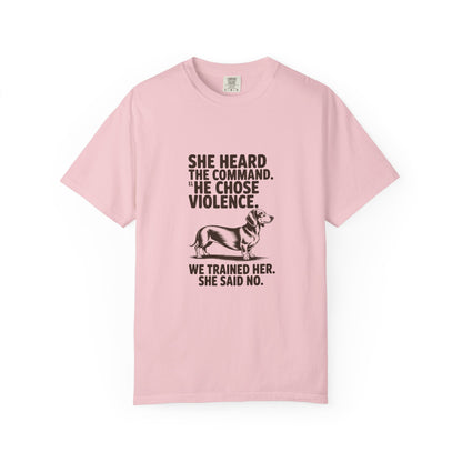 Dachshund — She heard the command. She chose violence