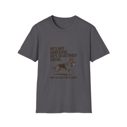 German Shepherd — He's not aggressive. He's selectively social