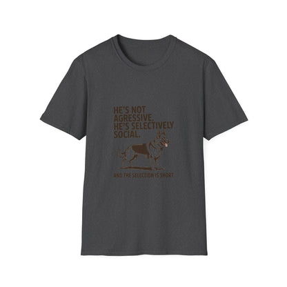 German Shepherd — He's not aggressive. He's selectively social