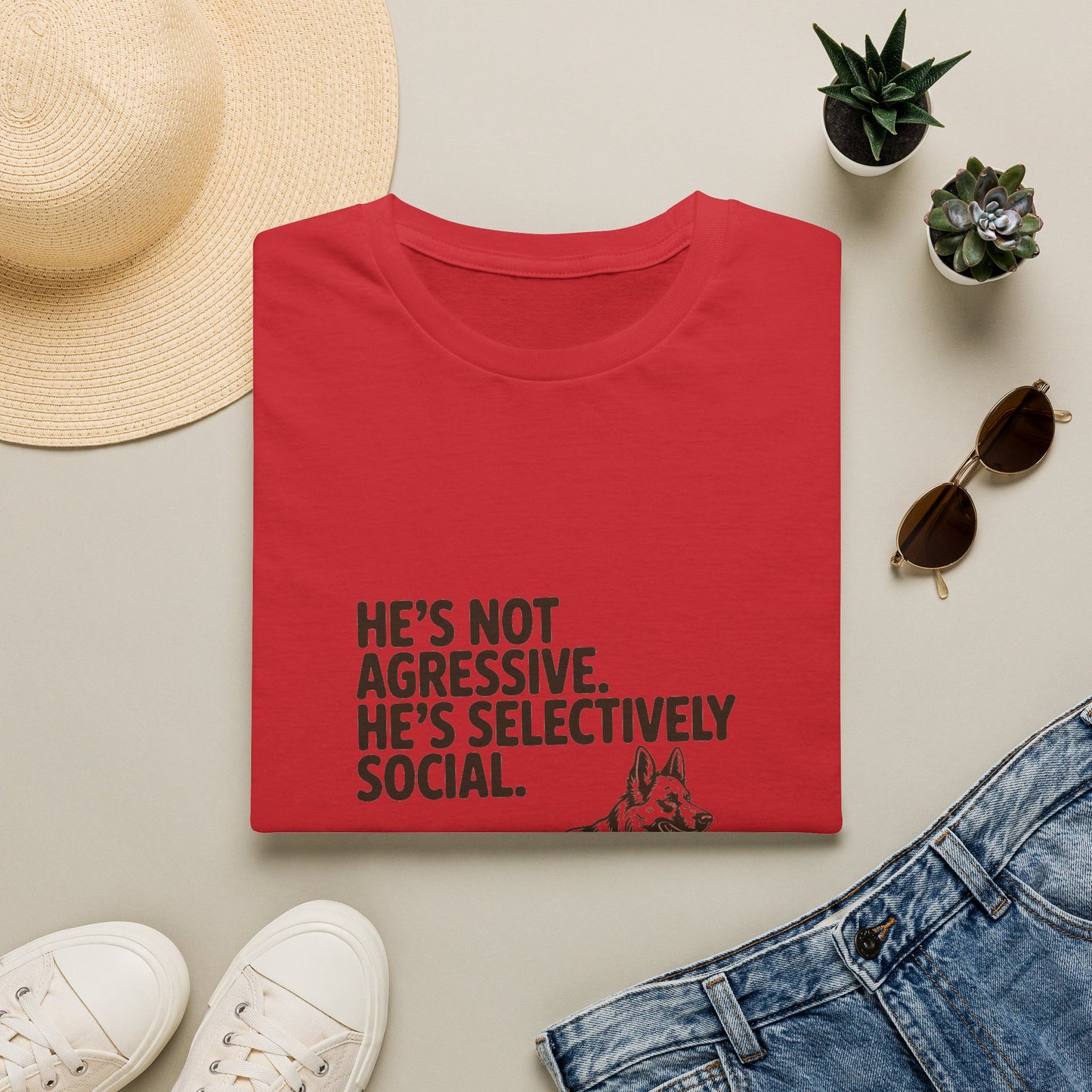 German Shepherd — He's not aggressive. He's selectively social