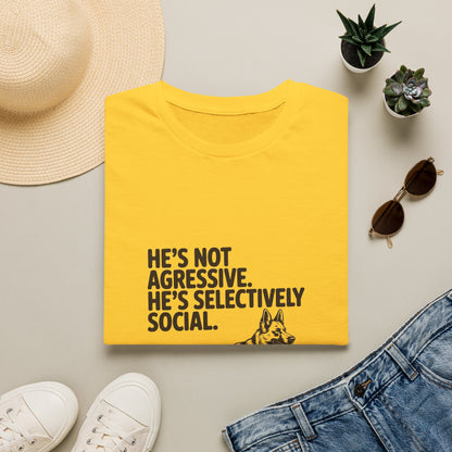 German Shepherd — He's not aggressive. He's selectively social
