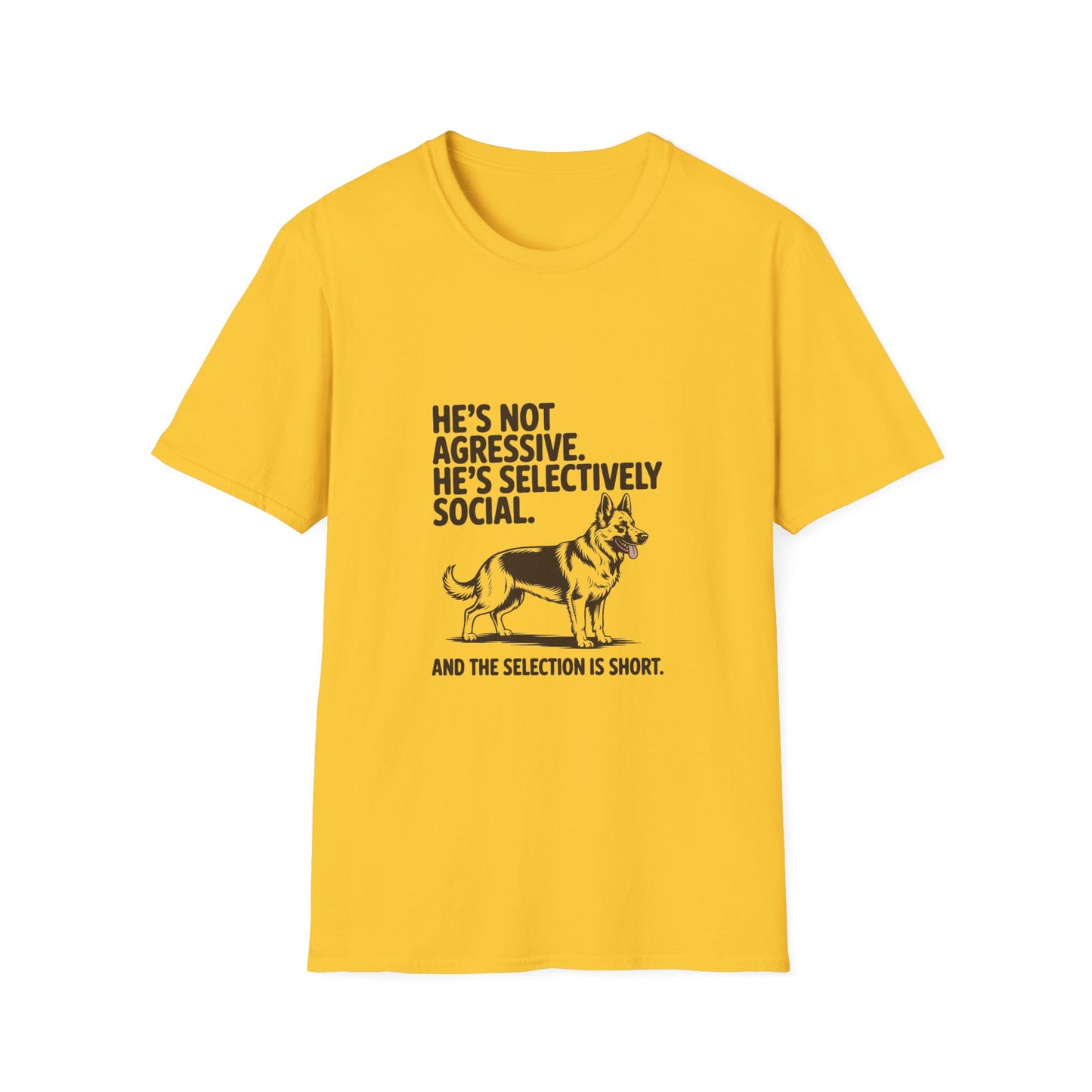 German Shepherd — He's not aggressive. He's selectively social