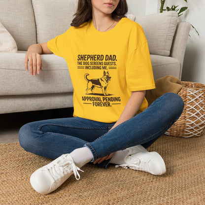 German Shepherd — Shepherd Dad. The dog screens guests. Including me