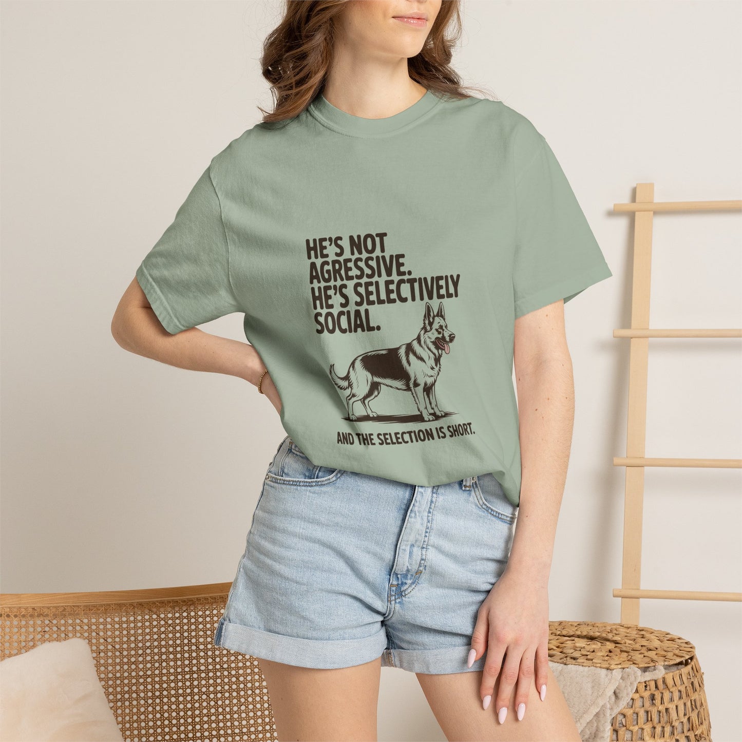 German Shepherd — He's not aggressive. He's selectively social