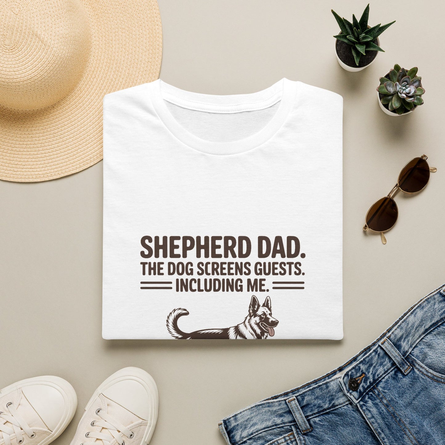 German Shepherd — Shepherd Dad. The dog screens guests. Including me