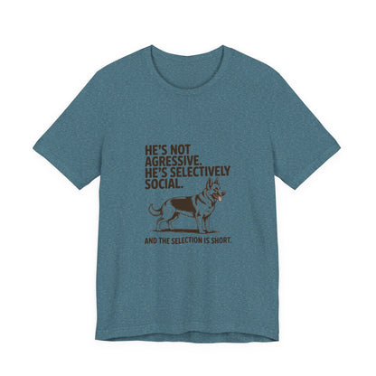 German Shepherd — He's not aggressive. He's selectively social