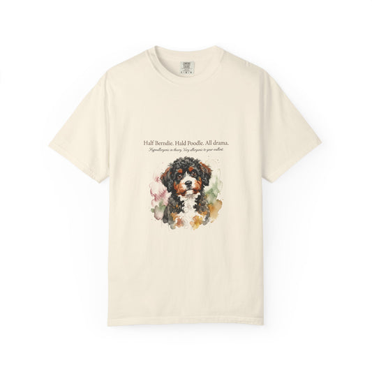 Bernedoodle — Half Bernie. Half Poodle. All Drama.