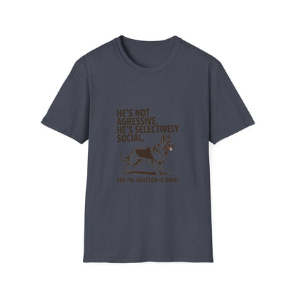 German Shepherd — He's not aggressive. He's selectively social