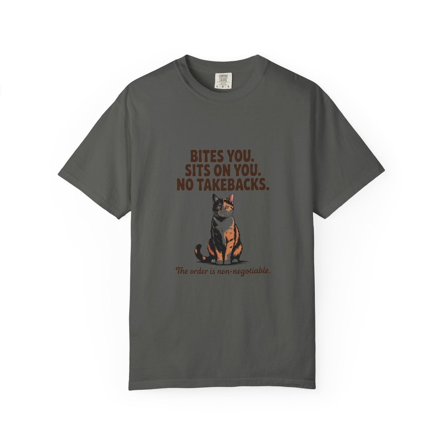 Tortoiseshell — Bites you. Sits on you. No takebacks
