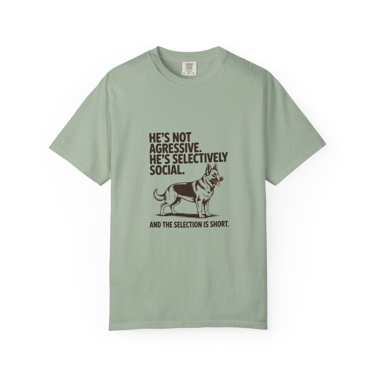 German Shepherd — He's not aggressive. He's selectively social