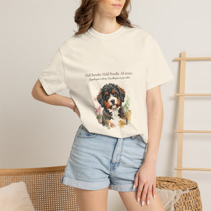 Bernedoodle — Half Bernie. Half Poodle. All Drama.
