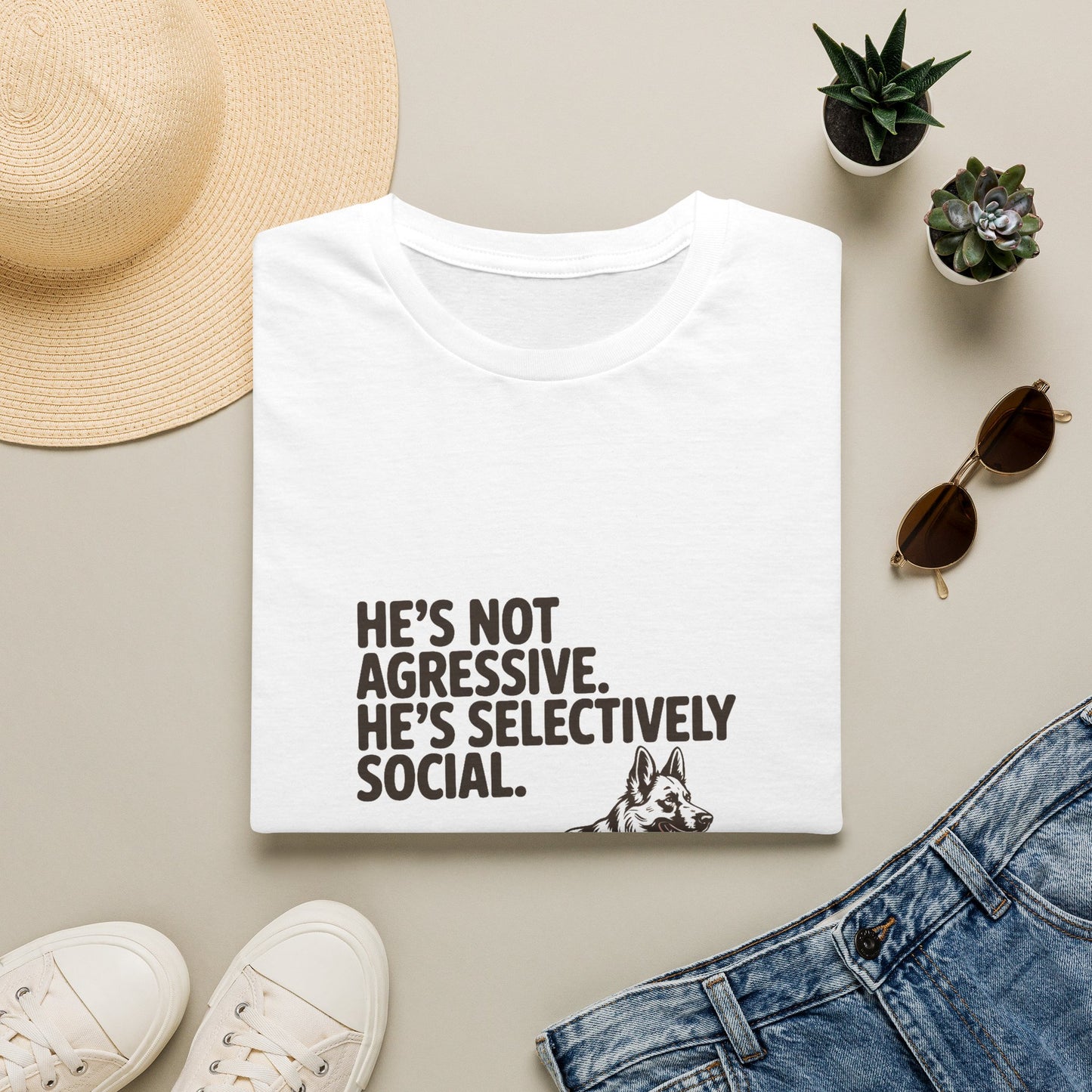 German Shepherd — He's not aggressive. He's selectively social