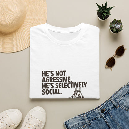 German Shepherd — He's not aggressive. He's selectively social