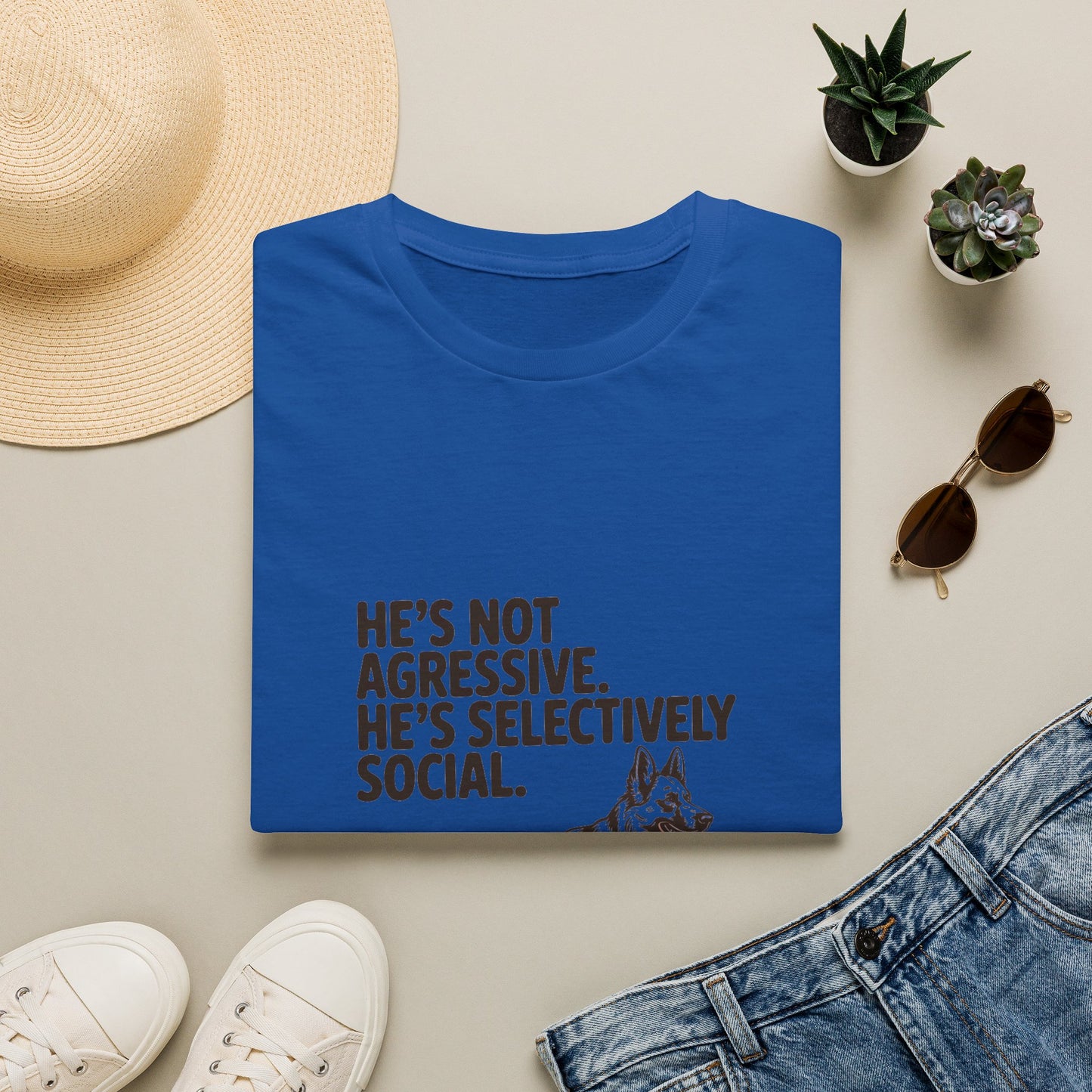 German Shepherd — He's not aggressive. He's selectively social