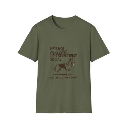 German Shepherd — He's not aggressive. He's selectively social