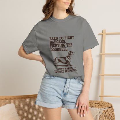 Dachshund — Bred to fight badgers. Fighting the doorbell